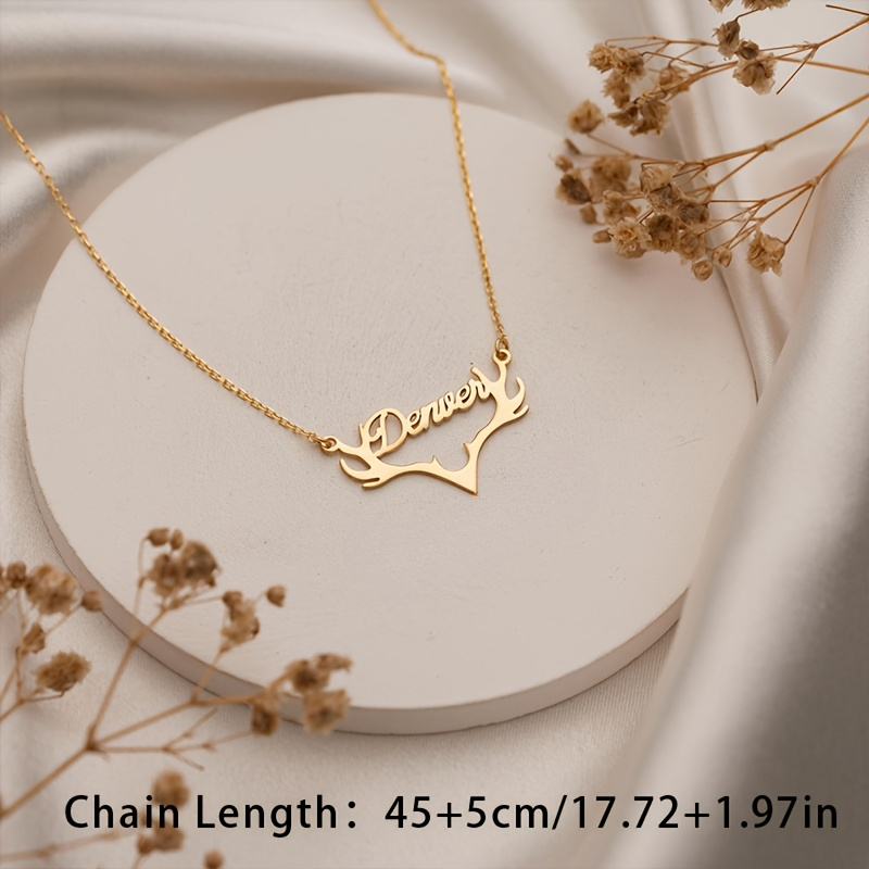 Personalized 18K Gold Plated Antler Name Necklace